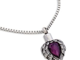 Stainless Steel - Purple Wing Heart Pendant - Model #069