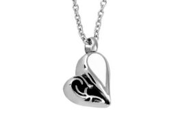 Stainless Steel - Black & White Heart Pendant - Model #041