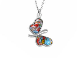 Stainless Steel - Murano Butterfly Pendant - Model #034